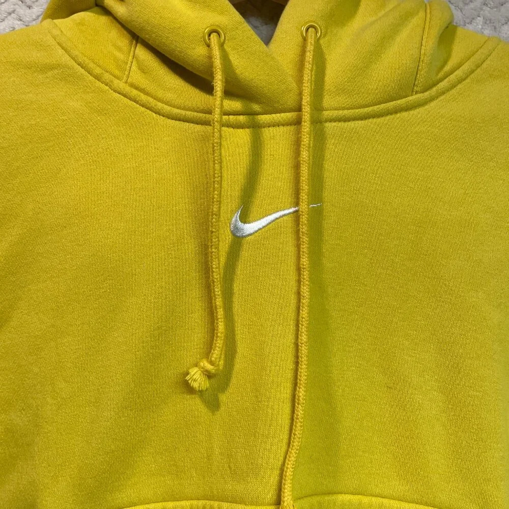 Nike Center Swoosh Yellow Oversized‎ Boxy Pullover Hoodie Streetwear Small